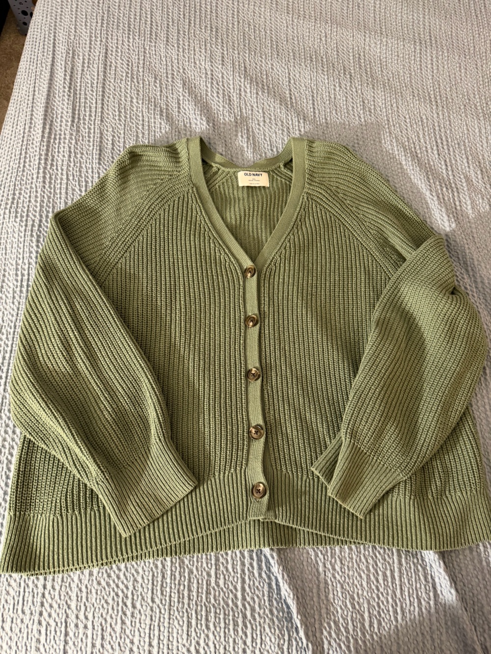 Old Navy Light Olive Ribbed V-Neck Button Cardigan- size XXL